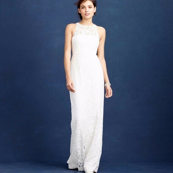 J Crew Pamela lace Maxi Dress Sleeveless Leavers Gray Formal Size 8 - Picture 3 of 14